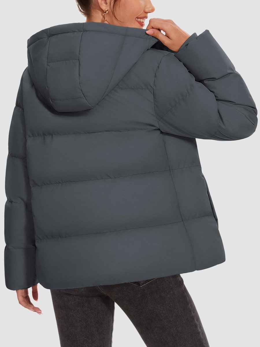 TACVASEN Dark Grey Women's Warm Hooded Down Jacket for Winter