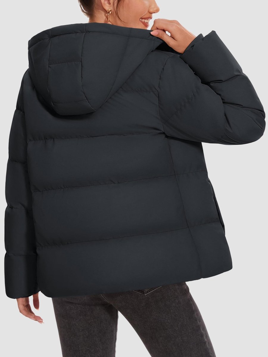 TACVASEN Black Women's Warm Hooded Down Jacket for Winter