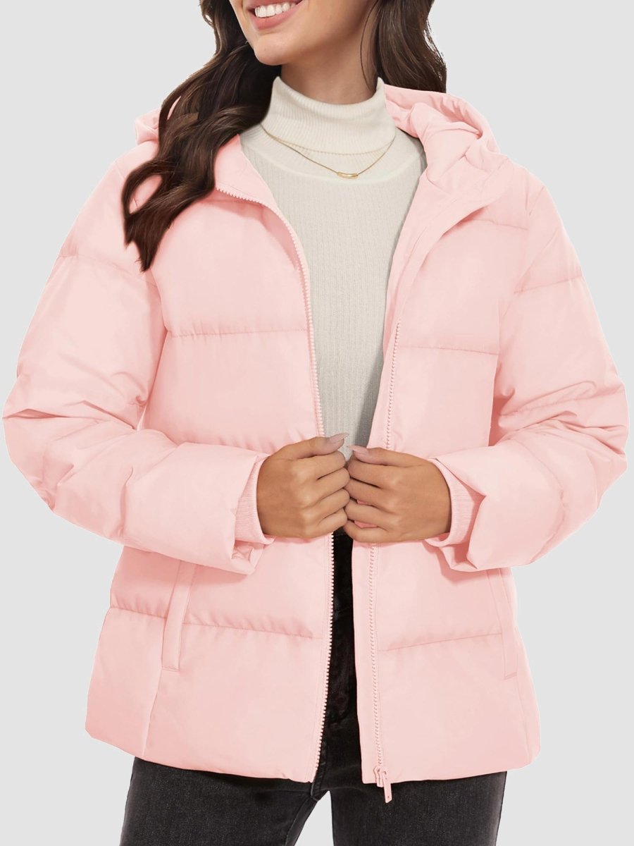 TACVASEN Sakura Pink Women's Warm Hooded Down Jacket for Winter