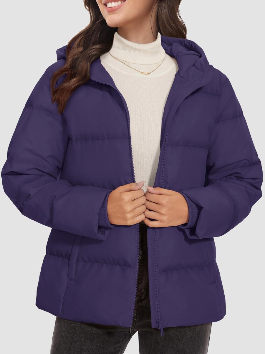 TACVASEN Deep Purple Women's Warm Hooded Down Jacket for Winter
