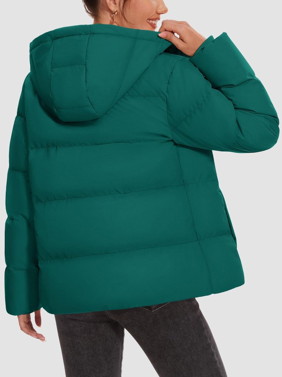 TACVASEN Emerald Green Women's Warm Hooded Down Jacket for Winter