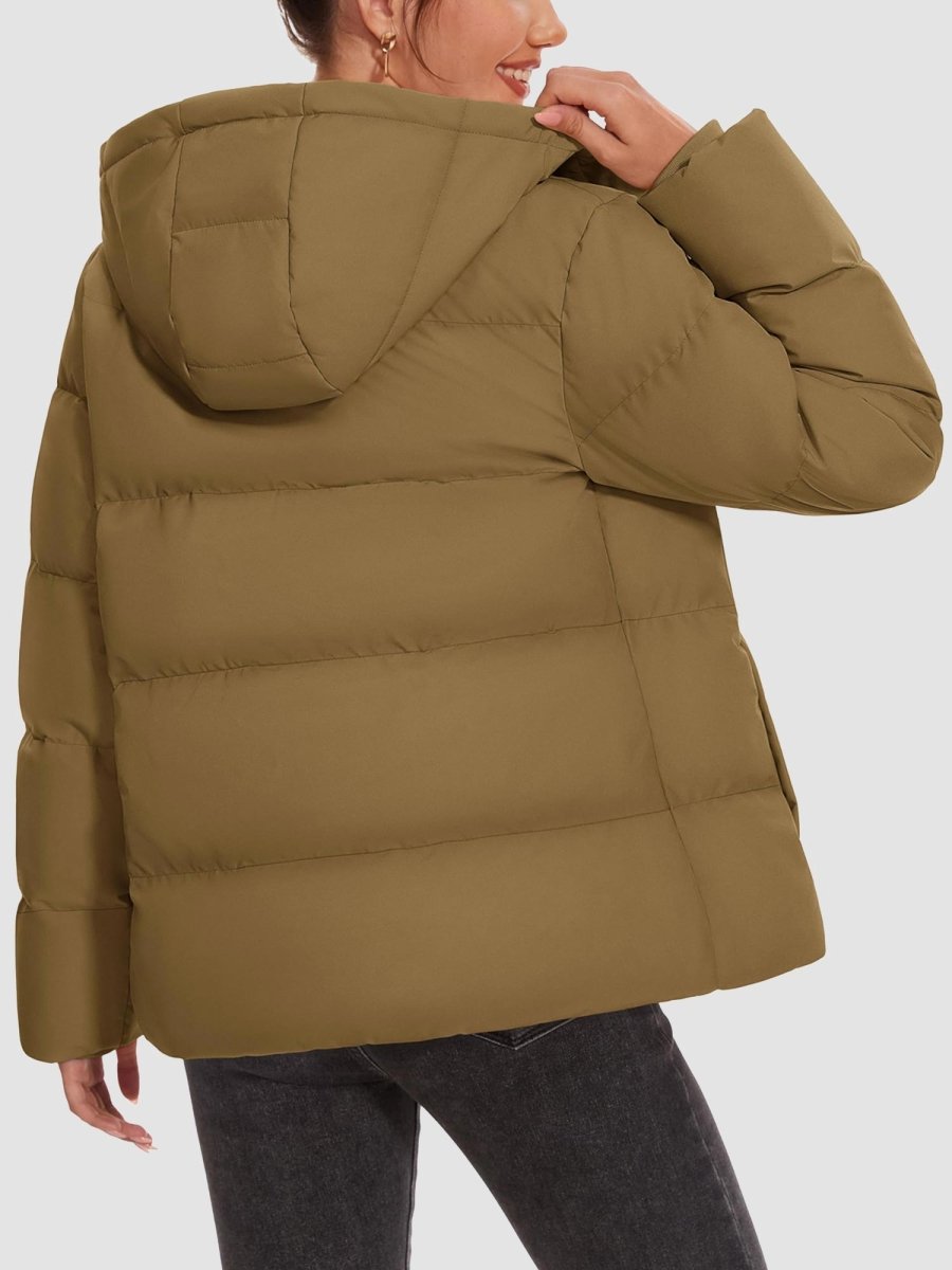 TACVASEN Brown Women's Warm Hooded Down Jacket for Winter