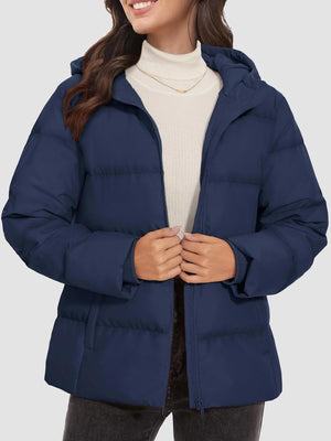 TACVASEN Navy Women's Warm Hooded Down Jacket for Winter