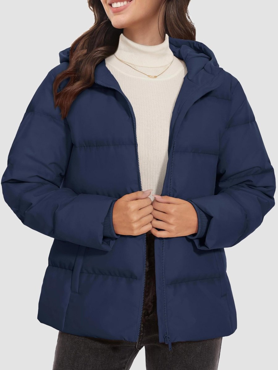 TACVASEN Navy Women's Warm Hooded Down Jacket for Winter