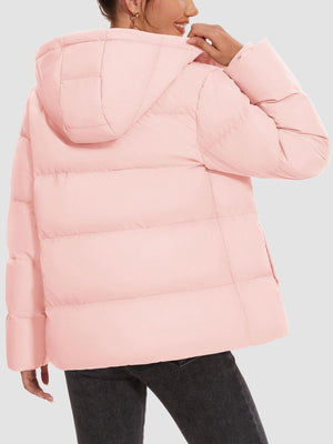 TACVASEN Sakura Pink Women's Warm Hooded Down Jacket for Winter
