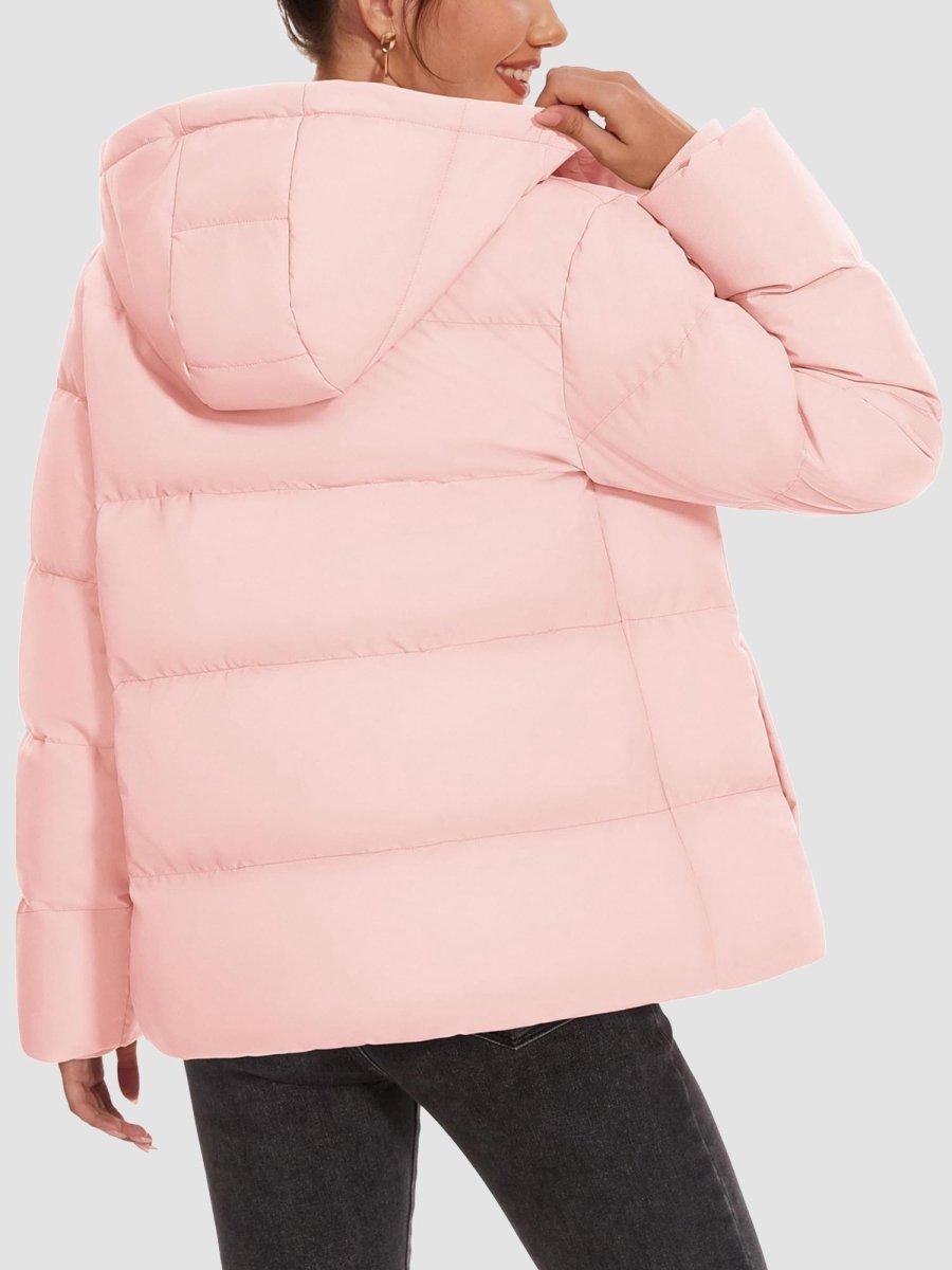 TACVASEN Sakura Pink Women's Warm Hooded Down Jacket for Winter