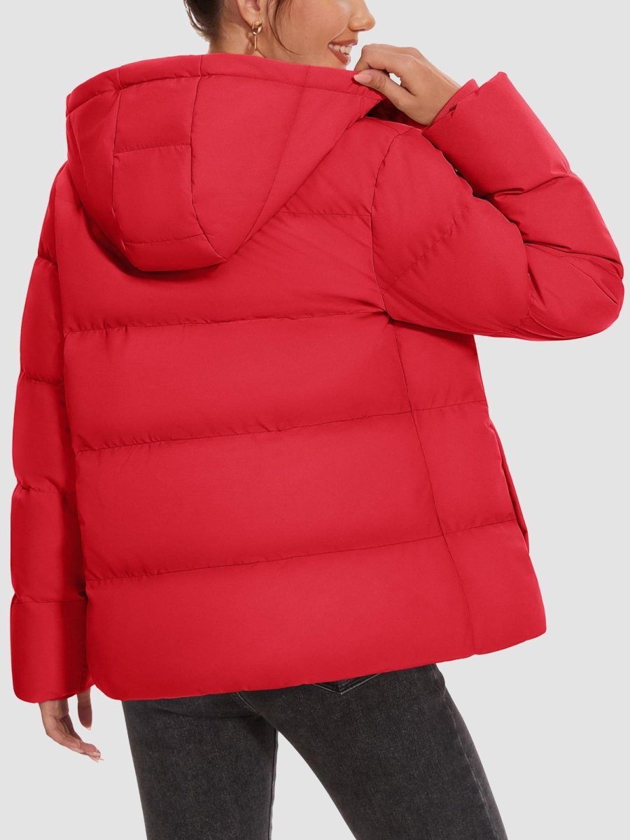 TACVASEN Tomato Red Women's Warm Hooded Down Jacket for Winter