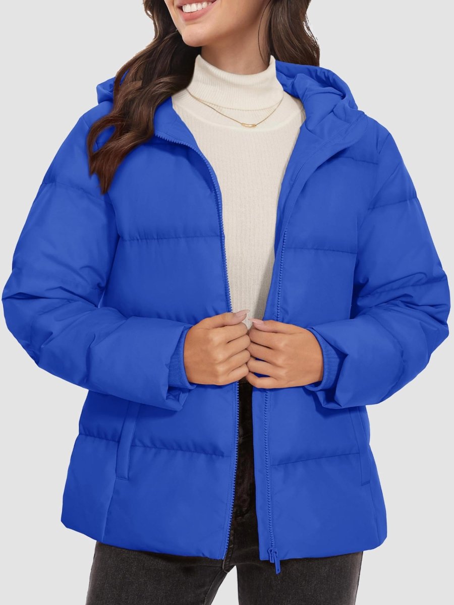 TACVASEN Bright Blue Women's Warm Hooded Down Jacket for Winter