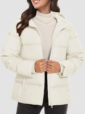 TACVASEN Beige Women's Warm Hooded Down Jacket for Winter