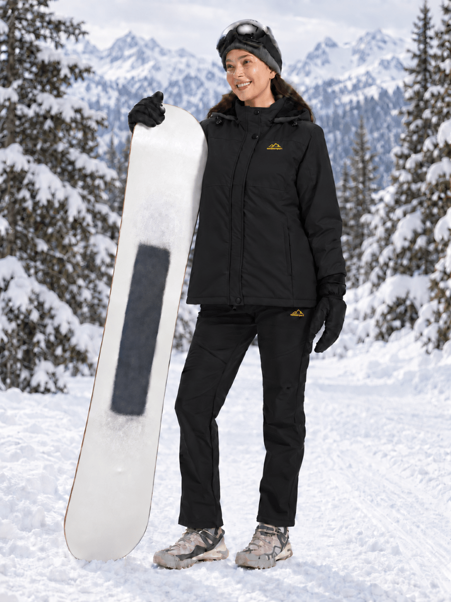 TACVASEN Black Women's Waterproof Ski Snow Warm Fleece Lined Jacket