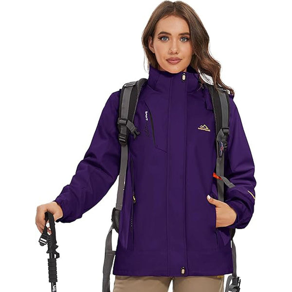 TACVASEN Deep Purple Women's 3 - IN - 1 Waterproof Coats Windproof Fleece Ski Jacket