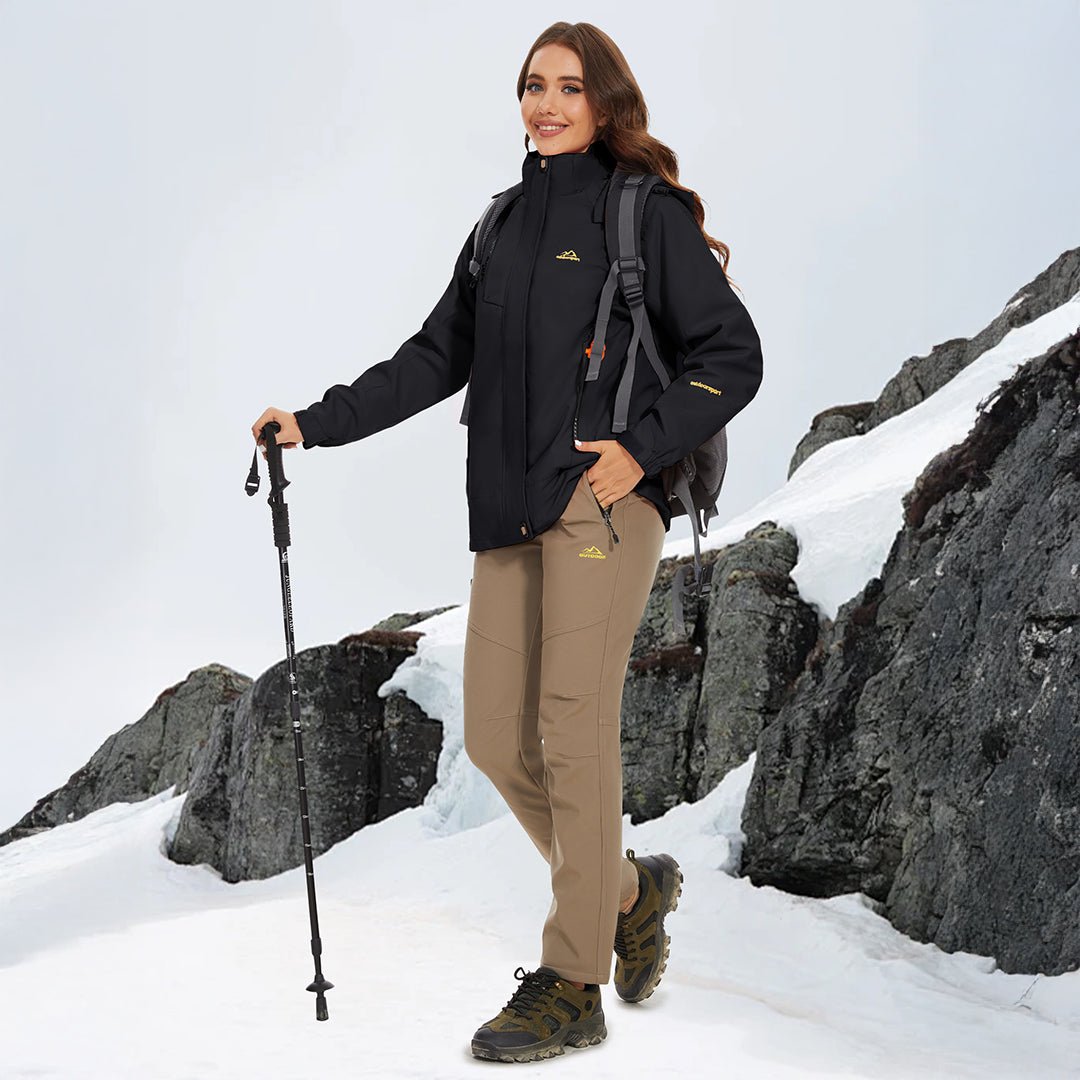 TACVASEN Black Women's 3 - IN - 1 Waterproof Coats Windproof Fleece Ski Jacket