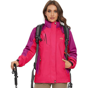 TACVASEN Rose Red Women's 3 - IN - 1 Waterproof Coats Windproof Fleece Ski Jacket