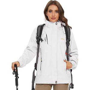 TACVASEN White Women's 3 - IN - 1 Waterproof Coats Windproof Fleece Ski Jacket