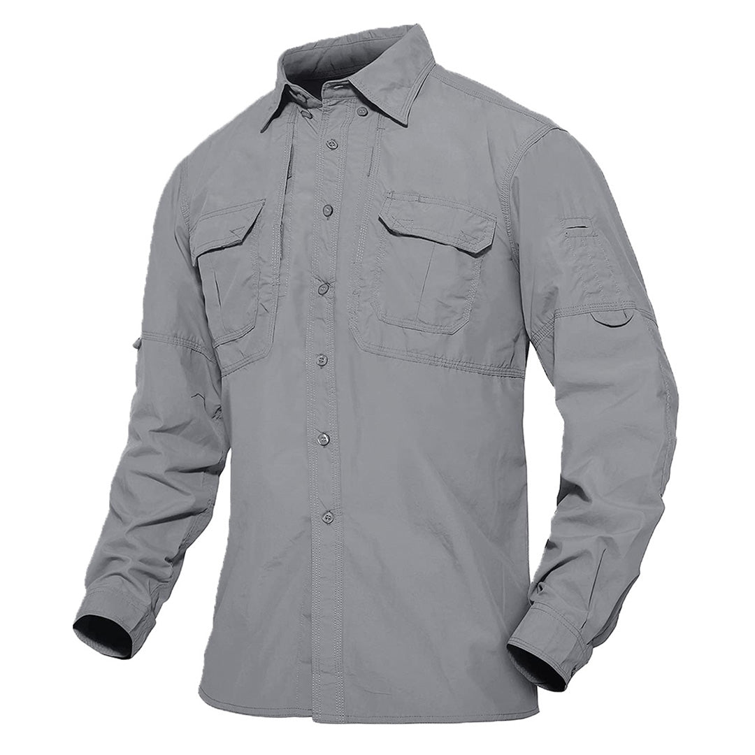 TACVASEN Light Grey Men's Breathable Quick Dry Long Sleeve Shirts