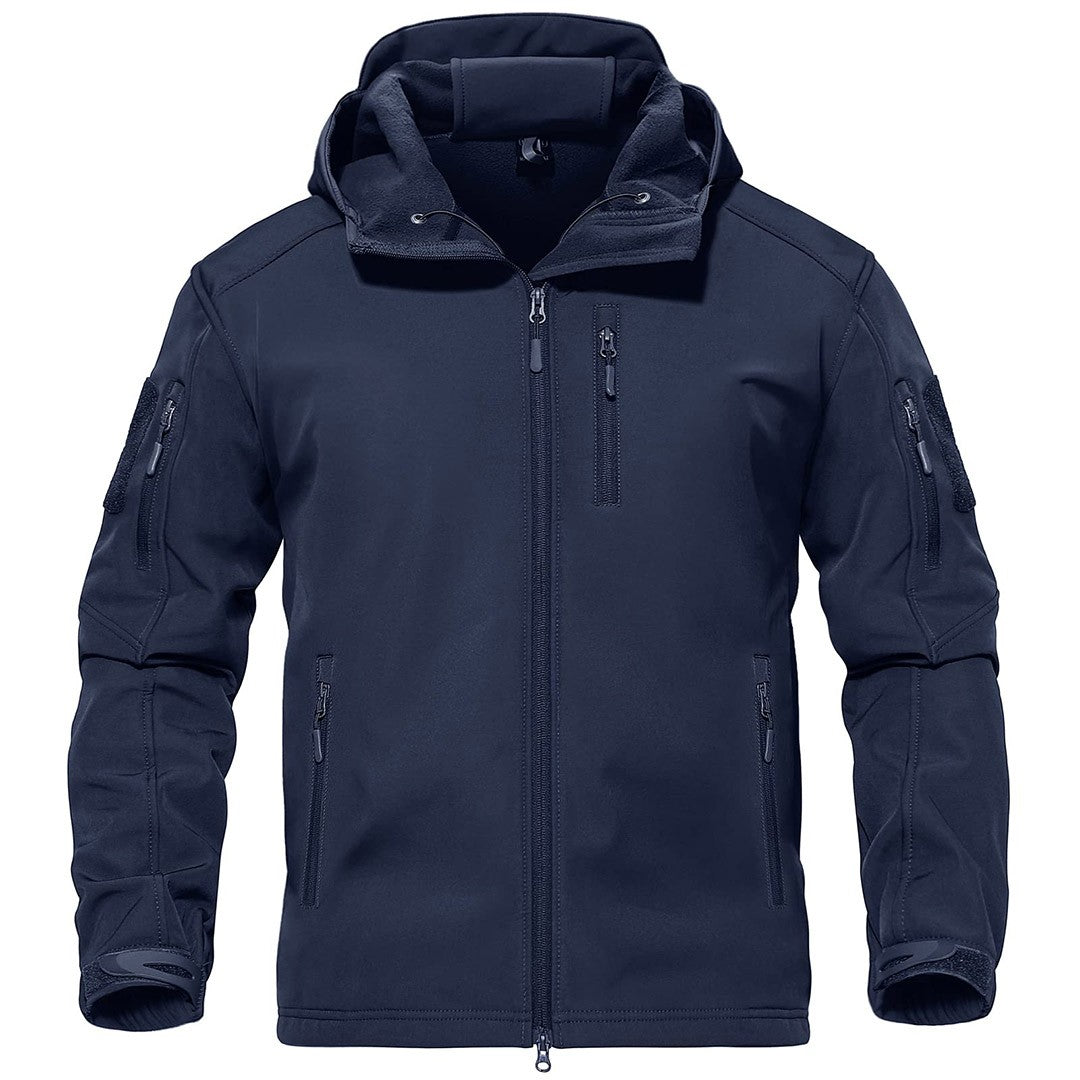 TACVASEN Navy Men's Tactical Jacket with Hood Softshell Coat