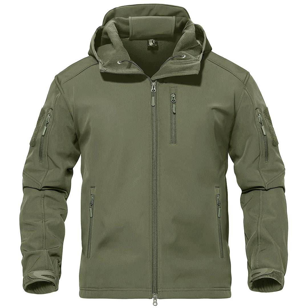 TACVASEN Army Green Men's Tactical Jacket with Hood Softshell Coat