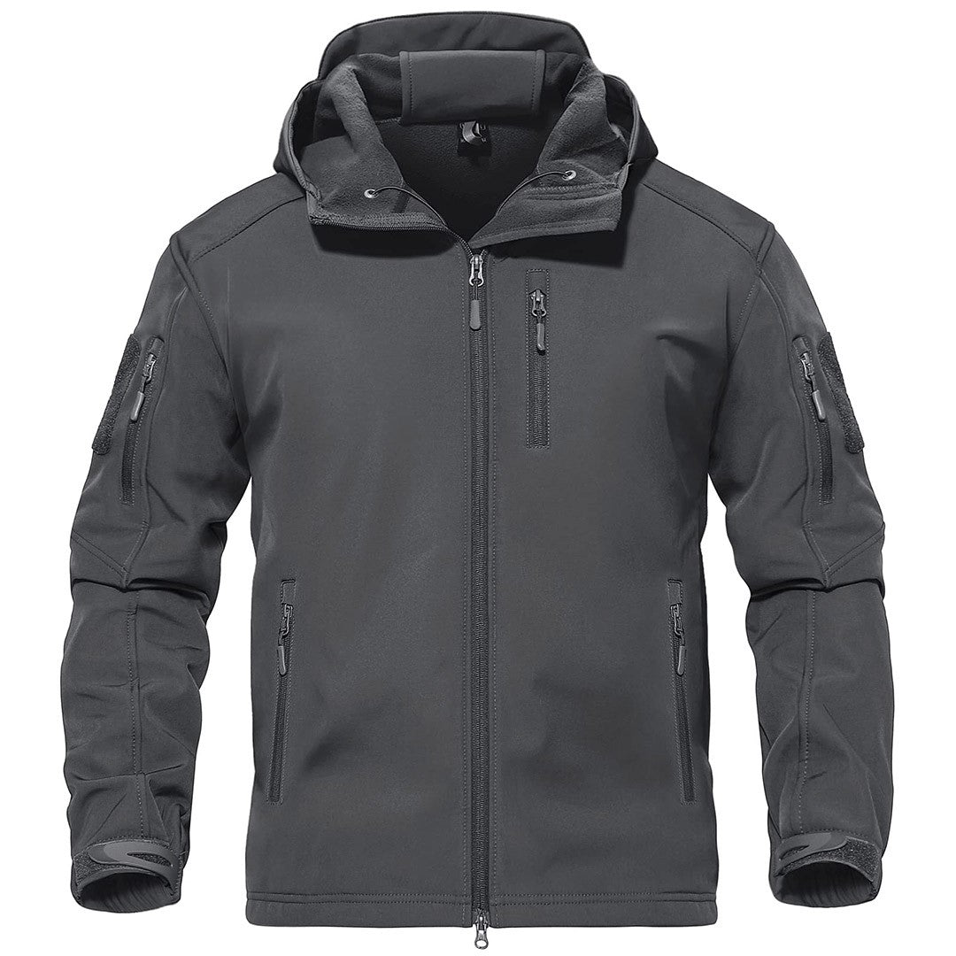 TACVASEN Dark Grey Men's Tactical Jacket with Hood Softshell Coat