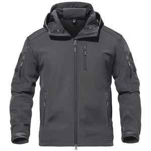 TACVASEN Dark Grey Men's Tactical Jacket with Hood Softshell Coat