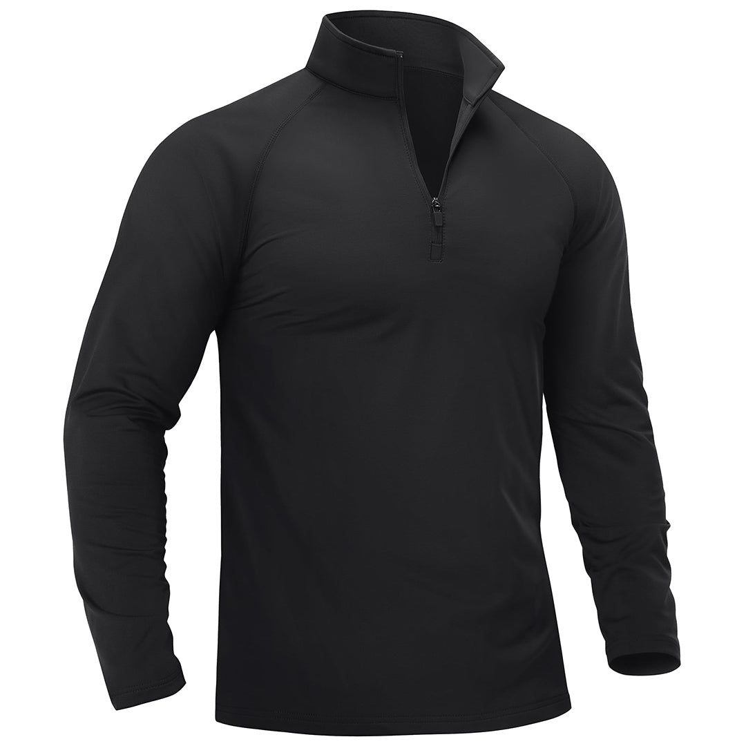 TACVASEN Black Men's 1/4 Zip Athletic Pullover Fleece Lined Sweatshirts