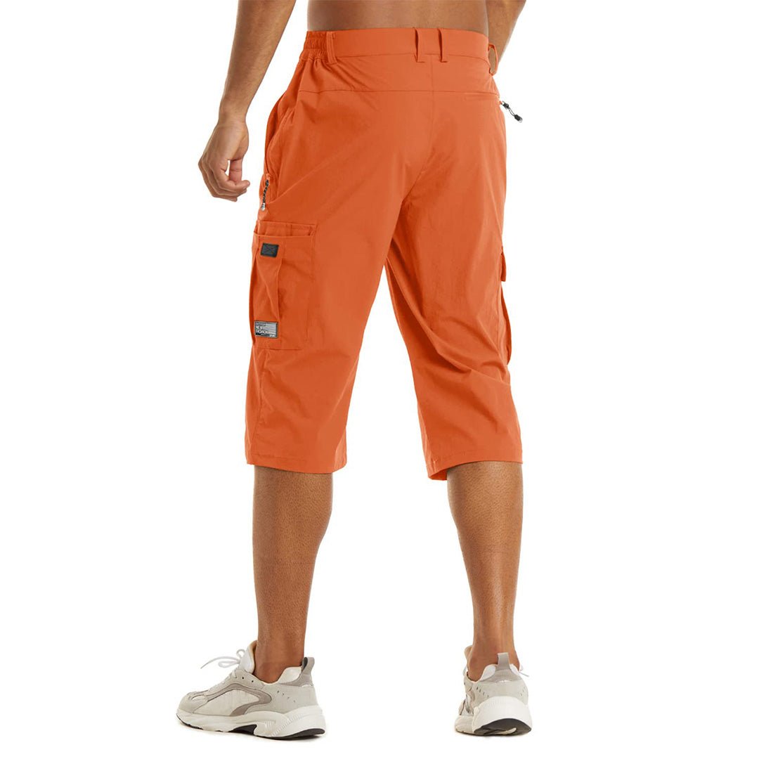 TACVASEN Orange Utility Cargo Shorts Quick Drying