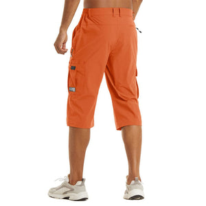 TACVASEN Orange Utility Cargo Shorts Quick Drying
