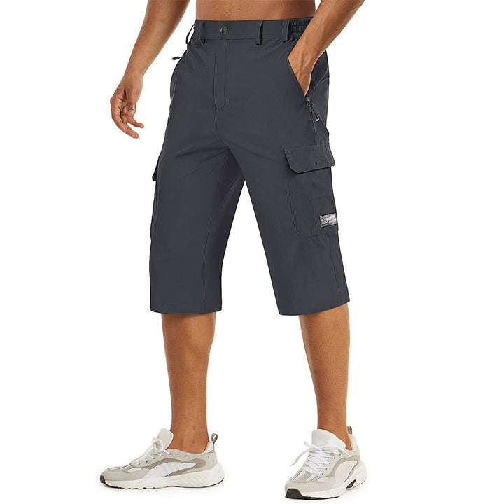 Men's 3/4 Quick-dry Capri Zipper Pockets Cargo Shorts TACVASEN