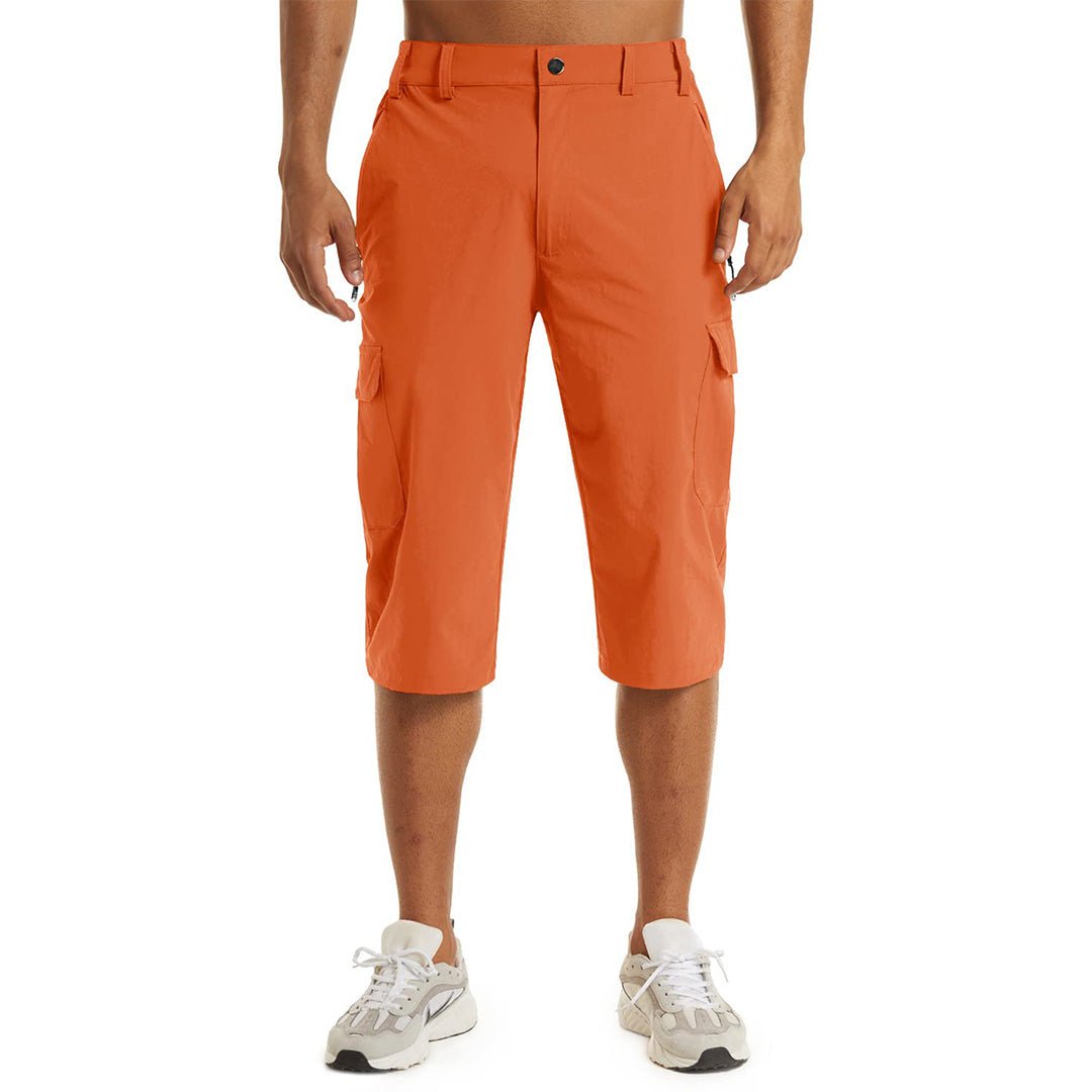 TACVASEN Orange Utility Cargo Shorts Quick Drying