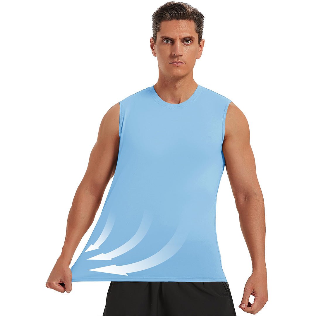 TACVASEN Waterfall Blue Men's Bodybuilding Tank Tops Cotton Workout T-Shirts