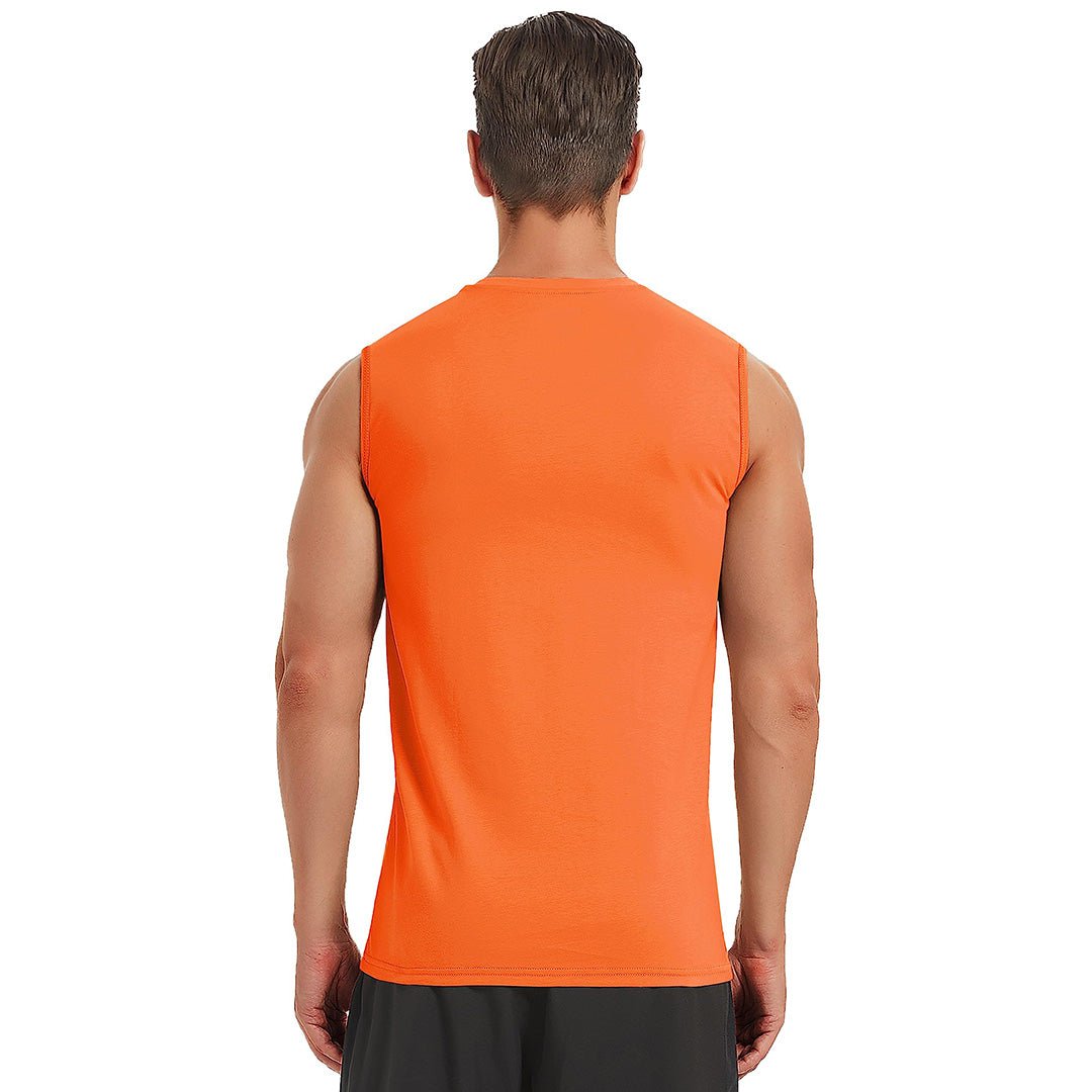 TACVASEN Orange Men's Bodybuilding Tank Tops Cotton Workout T-Shirts