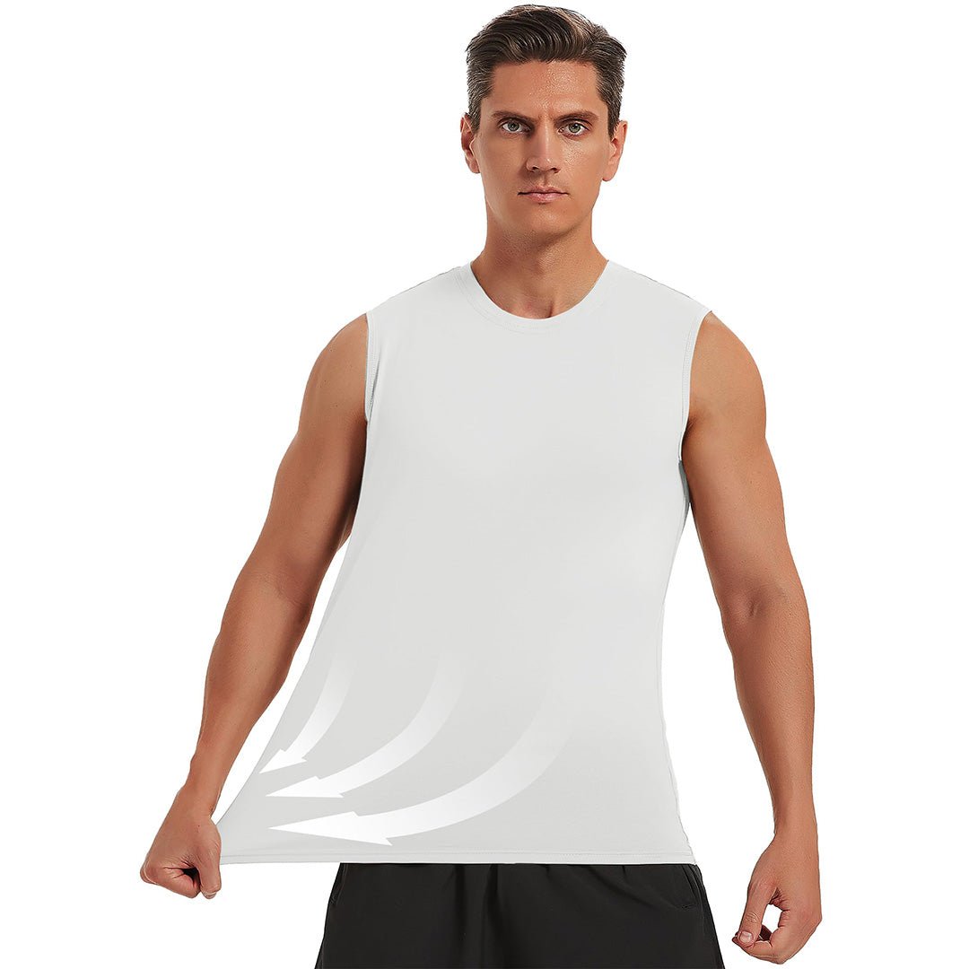 TACVASEN White Men's Bodybuilding Tank Tops Cotton Workout T-Shirts