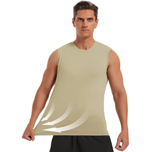 TACVASEN Khaki Men's Bodybuilding Tank Tops Cotton Workout T-Shirts