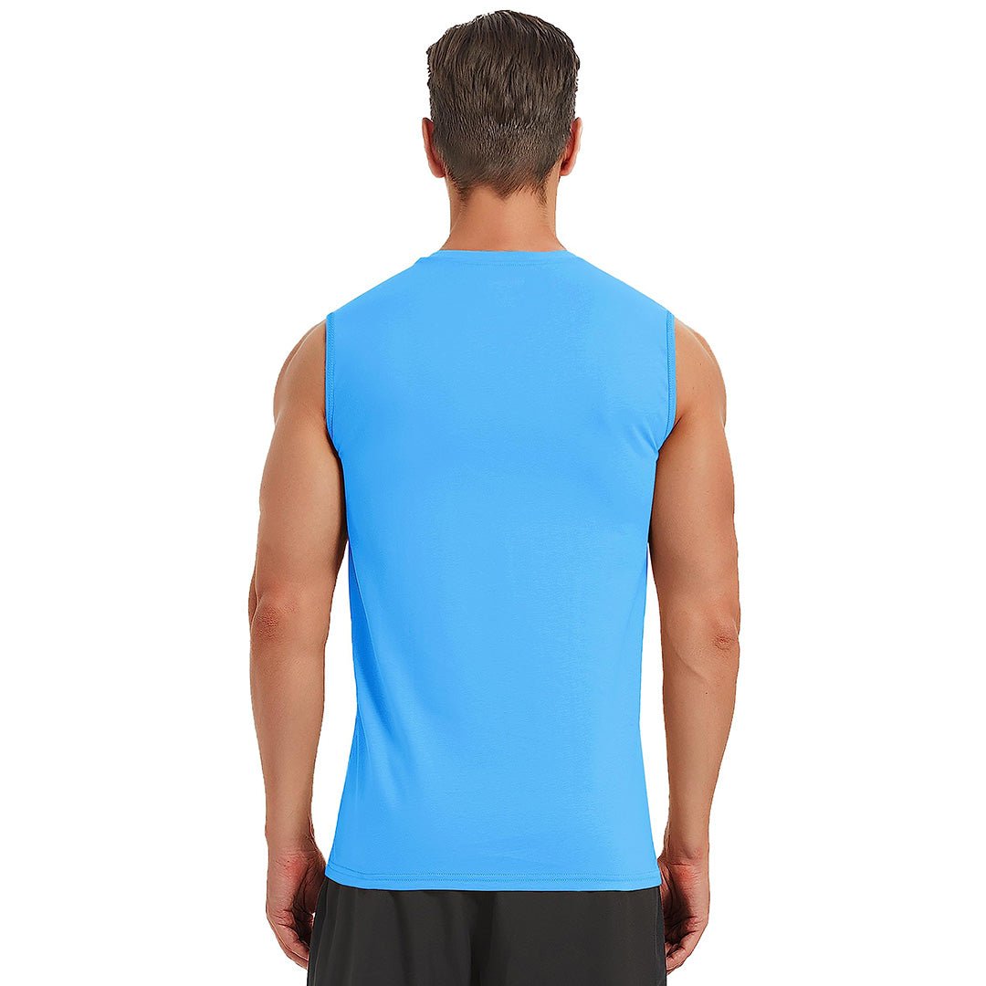 TACVASEN Azure Men's Bodybuilding Tank Tops Cotton Workout T-Shirts