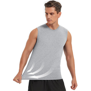 TACVASEN Light Grey Men's Bodybuilding Tank Tops Cotton Workout T-Shirts