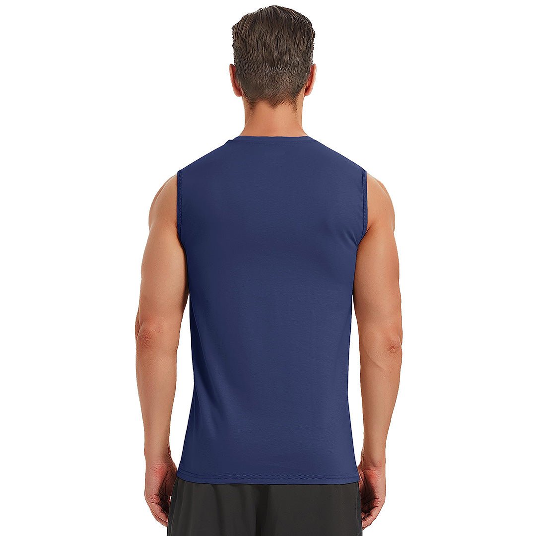 TACVASEN Navy Men's Bodybuilding Tank Tops Cotton Workout T-Shirts