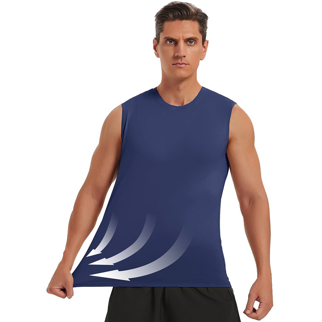 TACVASEN Navy Men's Bodybuilding Tank Tops Cotton Workout T-Shirts