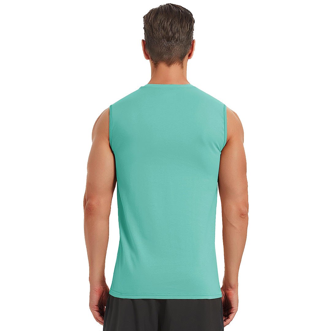 TACVASEN Grey Green Men's Bodybuilding Tank Tops Cotton Workout T-Shirts