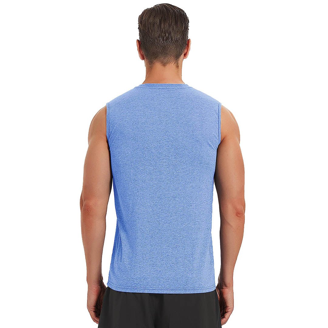 TACVASEN Light Blue Men's Bodybuilding Tank Tops Cotton Workout T-Shirts