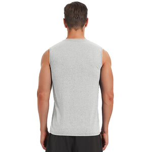 TACVASEN Beige Men's Bodybuilding Tank Tops Cotton Workout T-Shirts