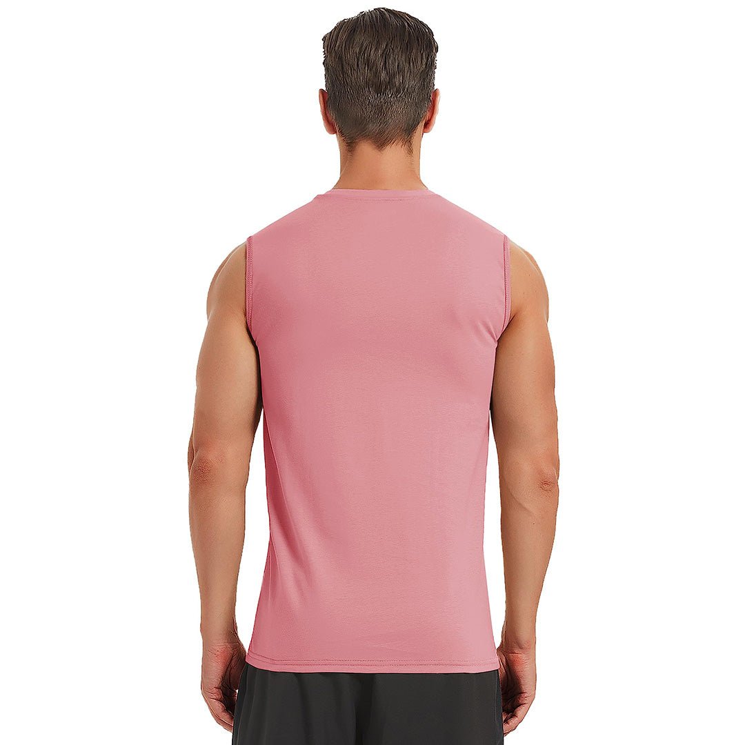 TACVASEN Grey Pink Men's Bodybuilding Tank Tops Cotton Workout T-Shirts