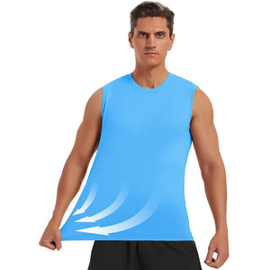 TACVASEN Azure Men's Bodybuilding Tank Tops Cotton Workout T-Shirts
