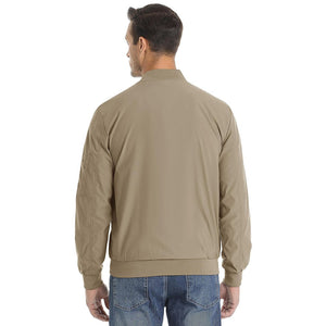 TACVASEN Khaki Vintage Bomber Flight Jacket Zip - Pocket