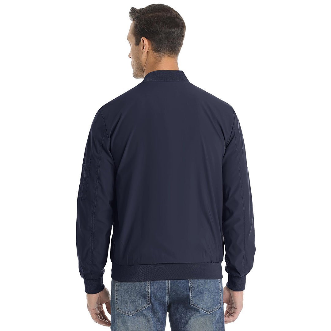 TACVASEN Navy Vintage Bomber Flight Jacket Zip - Pocket