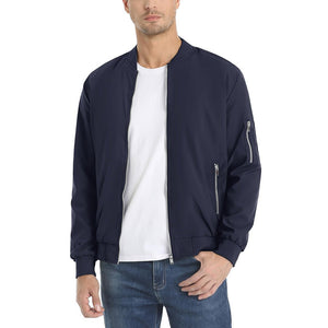 TACVASEN Navy Vintage Bomber Flight Jacket Zip - Pocket
