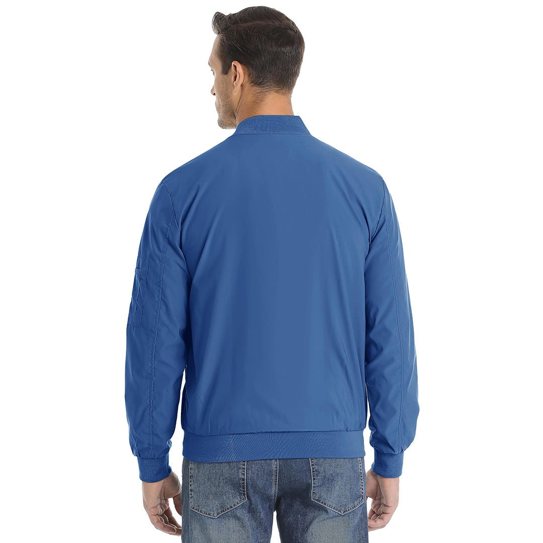 TACVASEN Royal Blue Vintage Bomber Flight Jacket Zip - Pocket