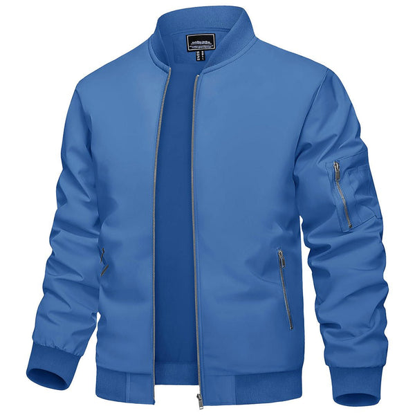 TACVASEN Royal Blue Vintage Bomber Flight Jacket Zip - Pocket