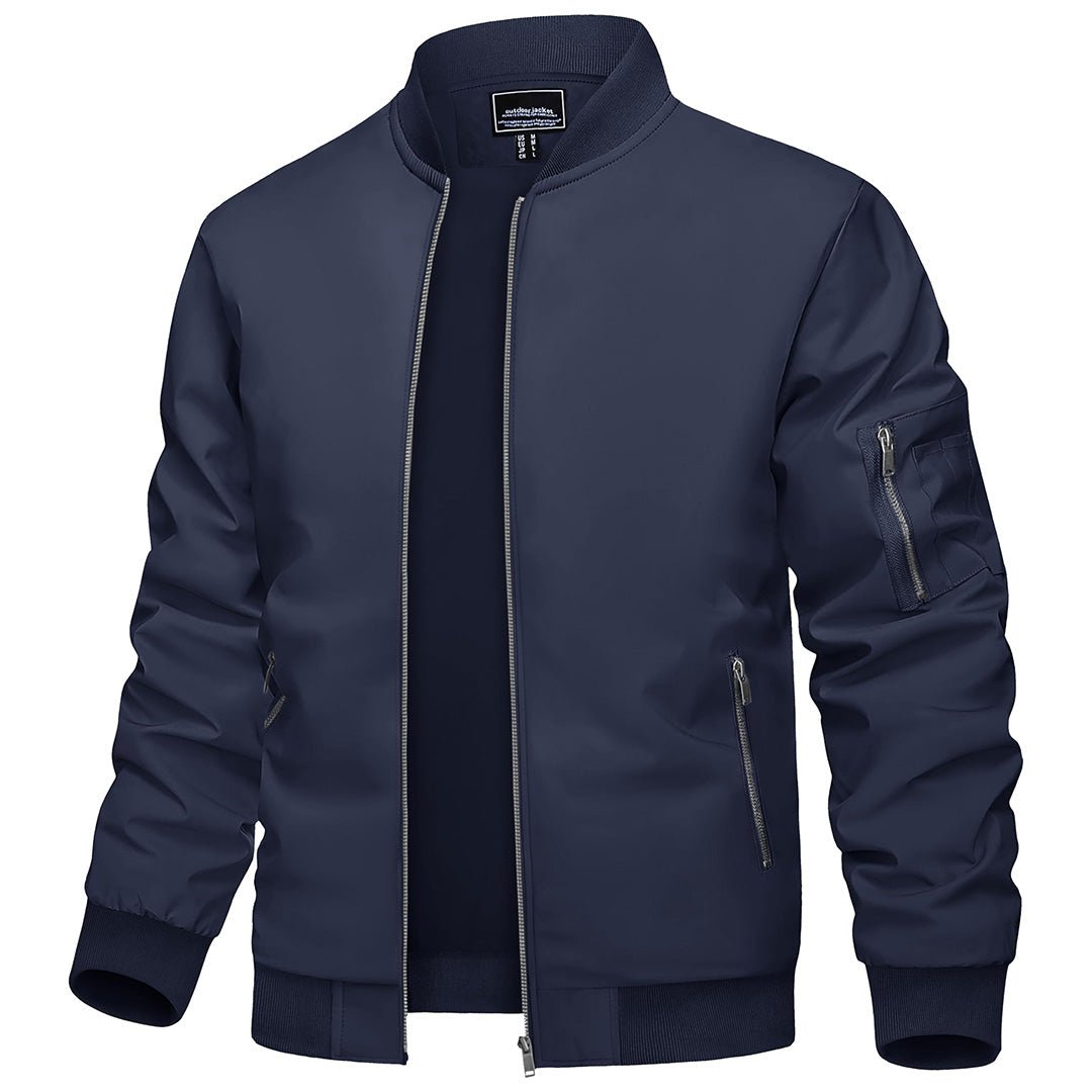 TACVASEN Navy Vintage Bomber Flight Jacket Zip - Pocket