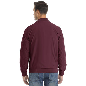 TACVASEN Wine Red Vintage Bomber Flight Jacket Zip - Pocket