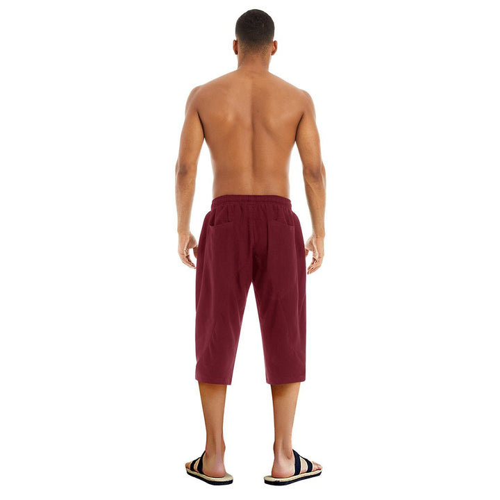 Men's Capri Wide Leg Cotton Linen Shorts - Men's Capri Pants