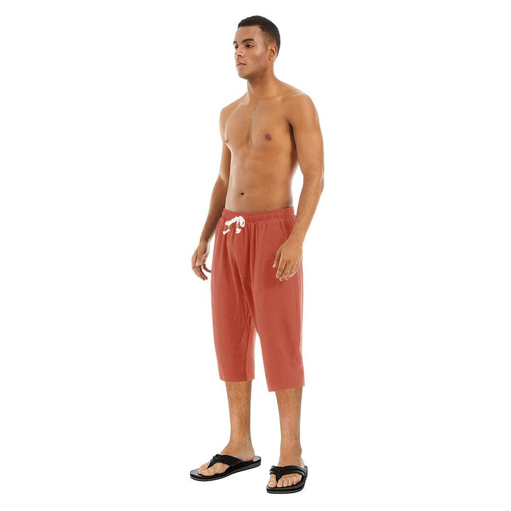 Men's Capri Wide Leg Cotton Linen Shorts - Men's Capri Pants